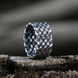 Vintage Weave Viking Symbols Stainless Steel Mens Women Rings Simple for Girl Boyfriend Jewelry Creativity Party Gift V229