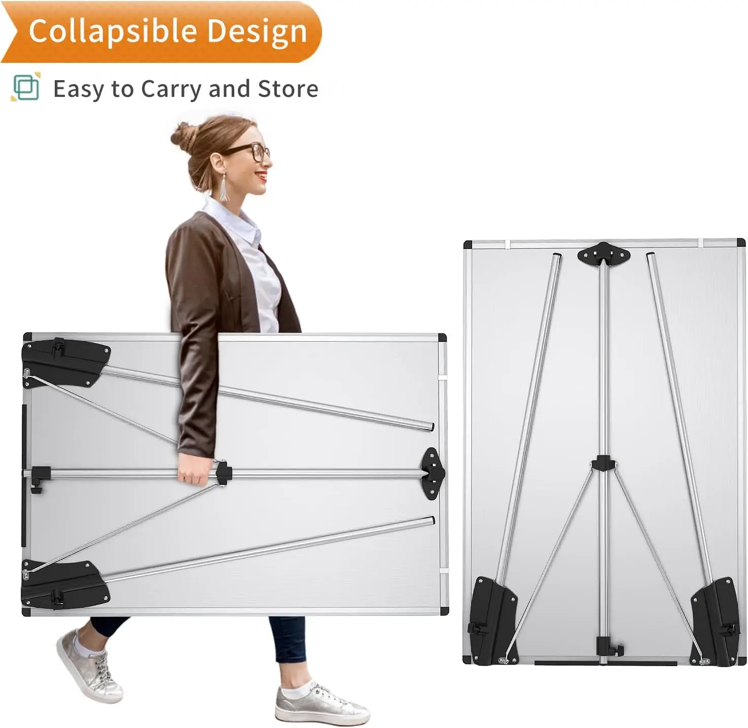 Portable Dry Erase Board, 36x24 Inches, Adjustable Height for School Office Home