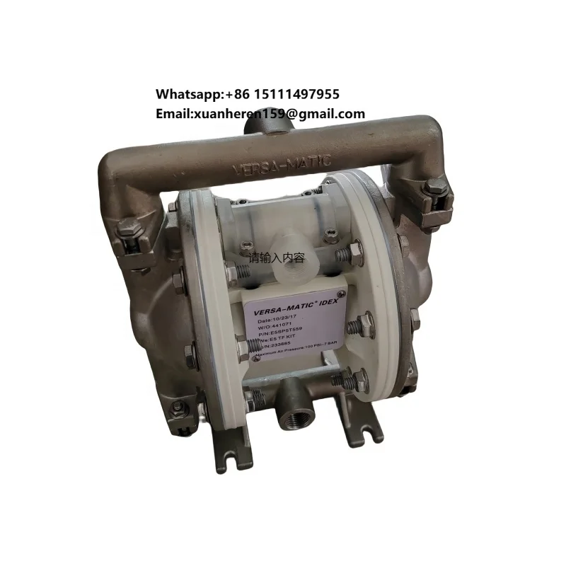 

Versamatic 1/2" Elima-Matic Bolted Metal AODD Pump E5SP5T559 SS Manifold PTFE Diaphragm Ball Check Pump for Sending Nitric Acid