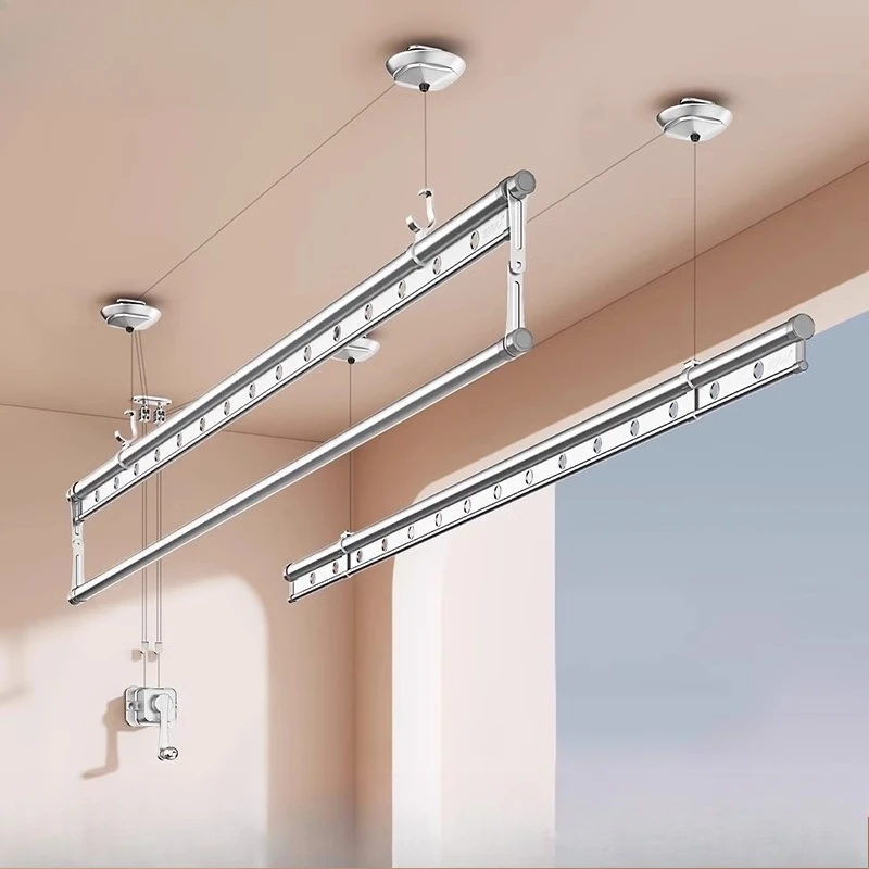 

Lifting drying rack Hand crank Clothes drying rod Balcony Household indoor manual drying rack Hanging rod Cold quilt