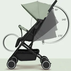 Lightweight Compact Baby Stroller Reclining Foldable Travel Pushchair with Sunshade Storage Basket Newborn To Toddler Carriage