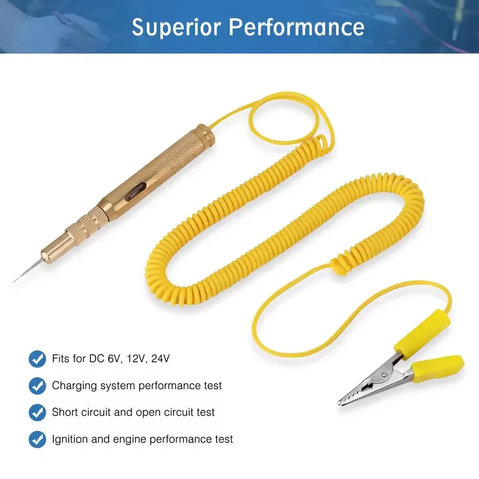 Auto Car Vehicle Circuit Tester DC 6V 12V 24V Light Bulb Voltage Test Pen Pencil Yellow