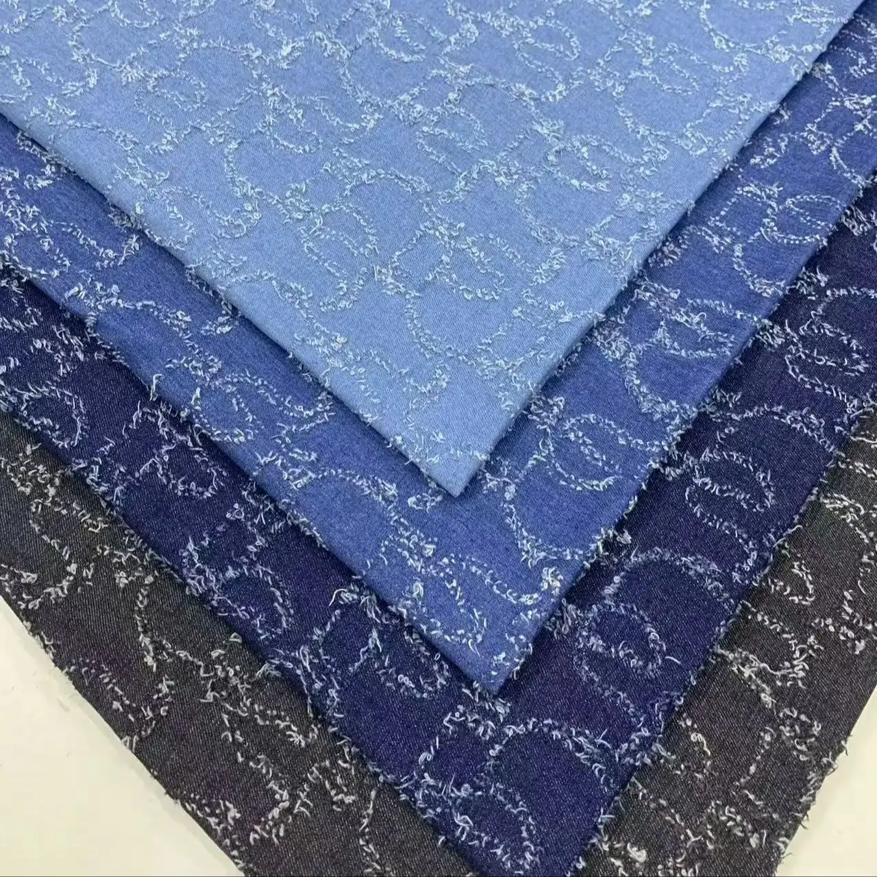 

Modern Geometric Pattern Washed Denim Fabric Soft Wearable DIY Textile for Sewing Dresses Bags Pants Hats