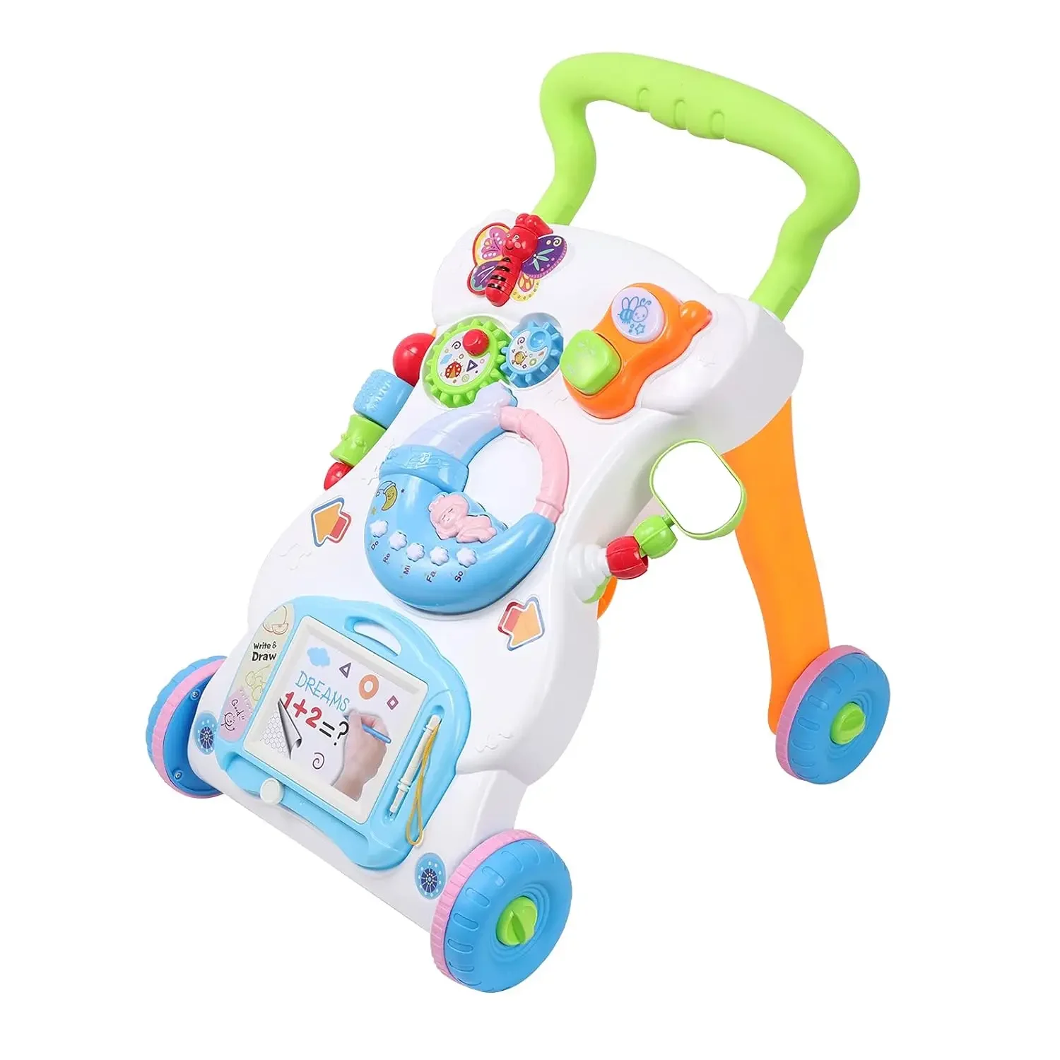 

2 in 1 Baby Walker with Music & Light, Sit to Stand Push Toy for Toddlers 1-3, Learning Walking Aid for Infants 6-12 Months