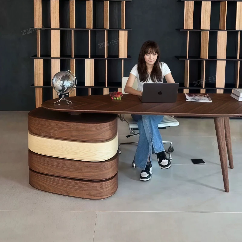 Upgrade Designer Office Table Aesthetic Cabinet Specialty Workstations Office Desk Storage Wooden Escritorio Oficina Furniture
