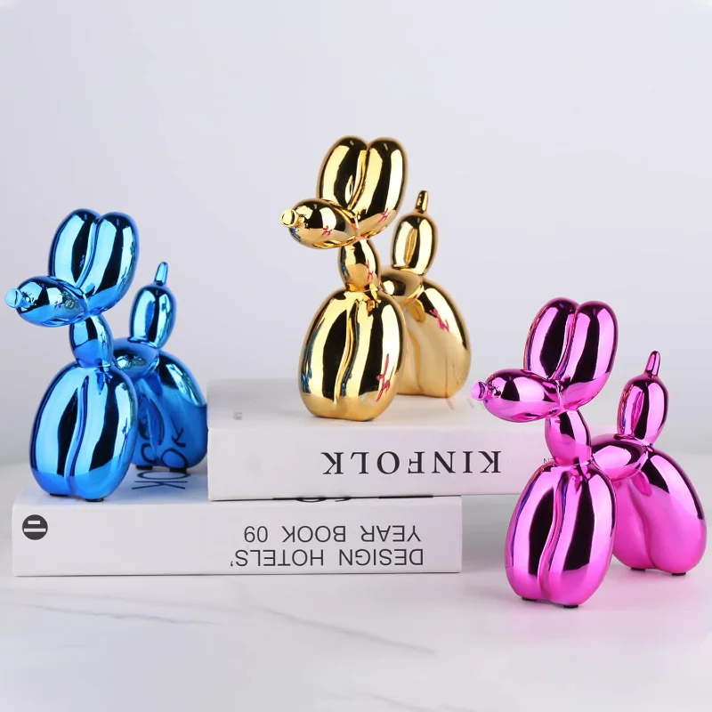 Resin Balloon Dog Sculptures Home Decor Dog Statue Desk Accessories Office Nordic Animal Decoration Figurines for Interior