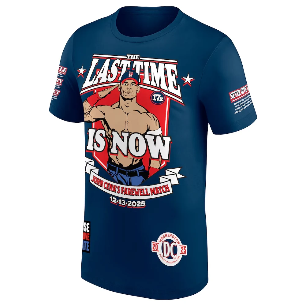 تي شيرت رجالي باللون الكحلي John Cena Farewell Tour 2025 Washington D.C. تي شيرت مطبوع ثلاثي الأبعاد سريع الجفاف تي شيرت يومي كاجوال مقاس كبير للرجال #2