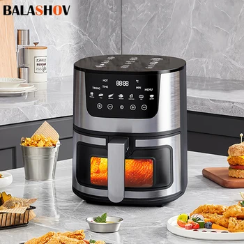 Image 7L Electric Air Fryer Smart Multi-function Hot Convection Oven Deep Fryer Without Oil LED Touch Control 1400W Visible Window