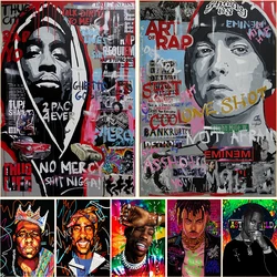 Freddie Mercury 2PAC Tupac Biggie Street Pop Art Graffiti Hip Hop Singers Rockstar Canvas Painting Wall Art For Room Home Decor