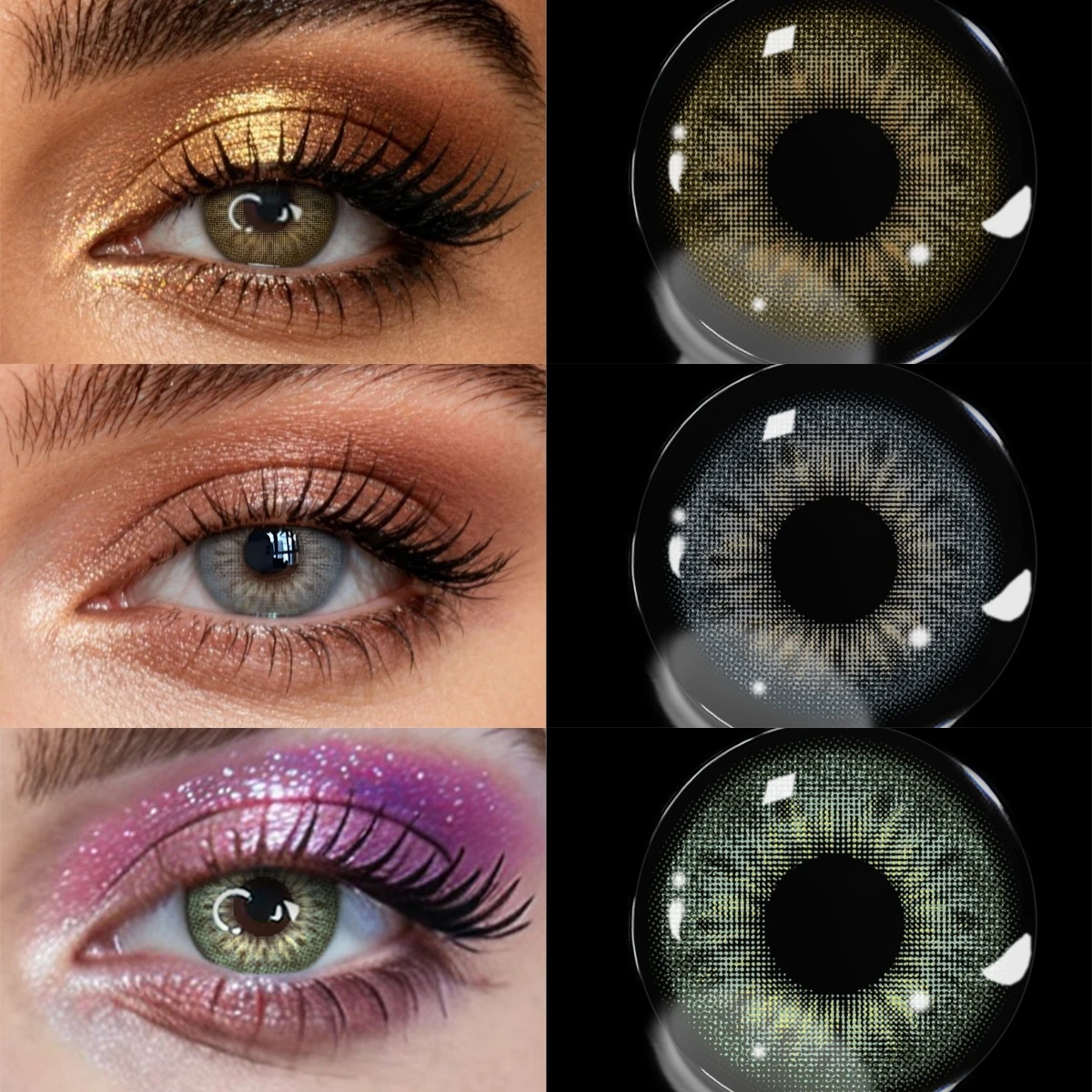 VISUASHOW 1 Paar Farbige Kontaktlinsen mit Sehstärke 14,2 mm Natürliche Kleine Pupillenlinse für Tägliche Schönheitspflege, Büro, Dating, Make-up
