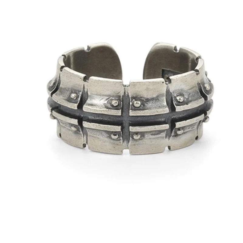 Personality Mechanical Pattern Ring For Men Hand Accessories Vintage S925 Ring Male Jewelry Opening Size
