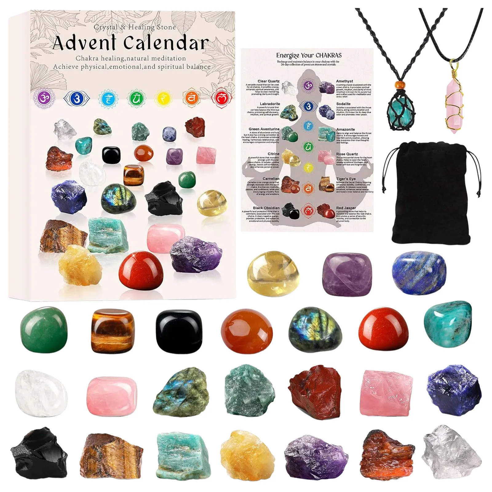 Minuterie visuelle pour enfants, calendrier de l'avent en cristal, 2025 pour enfants, 24 pierres précieuses et pierres naturelles, minuterie en verre de sable de l'avent, 15 Minutes