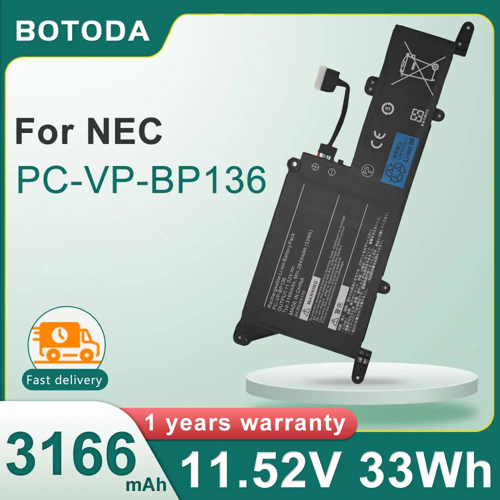 

BOTODA PC-VP-BP136 11.52V-33Wh/3166mAh Laptop Battery For NEC PC-VP-BP136 VersaPro VKT10/C-6 VKV12/C-6 NM750