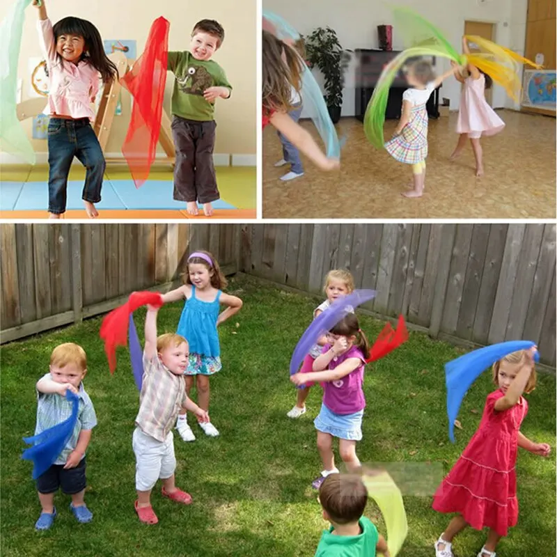 6 Colors Practical Gymnastics Scarves For Outdoor Game Toys Dancing And Juggling Towels Candy Colored Gym Towel Dance Gauze