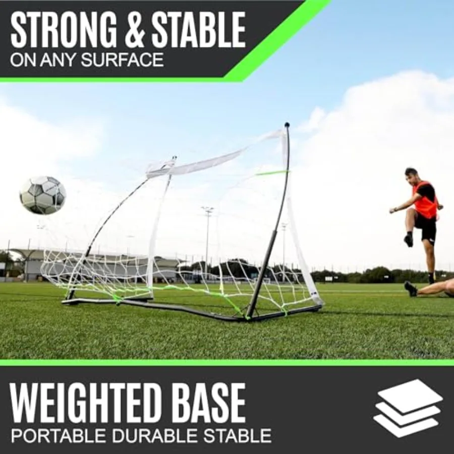 هدف كرة القدم المحمول QUICKPLAY Kickster Elite مع قاعدة مرجحة مدمجة للتدريب متعدد الاستخدامات على الأرض العشبية الصلبة أو العشب #5