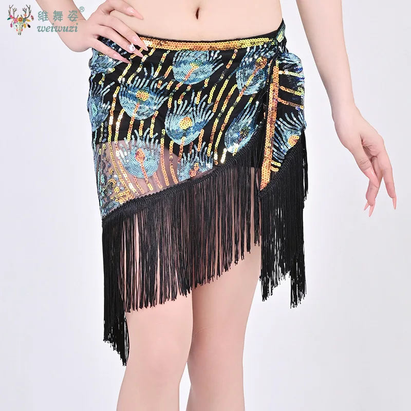 벨리댄스 연습용 액세서리 여성용 삼각형 스팽글 태슬 힙 스카프 성인 및 어린이용 오리엔탈 삼바 댄스 벨트