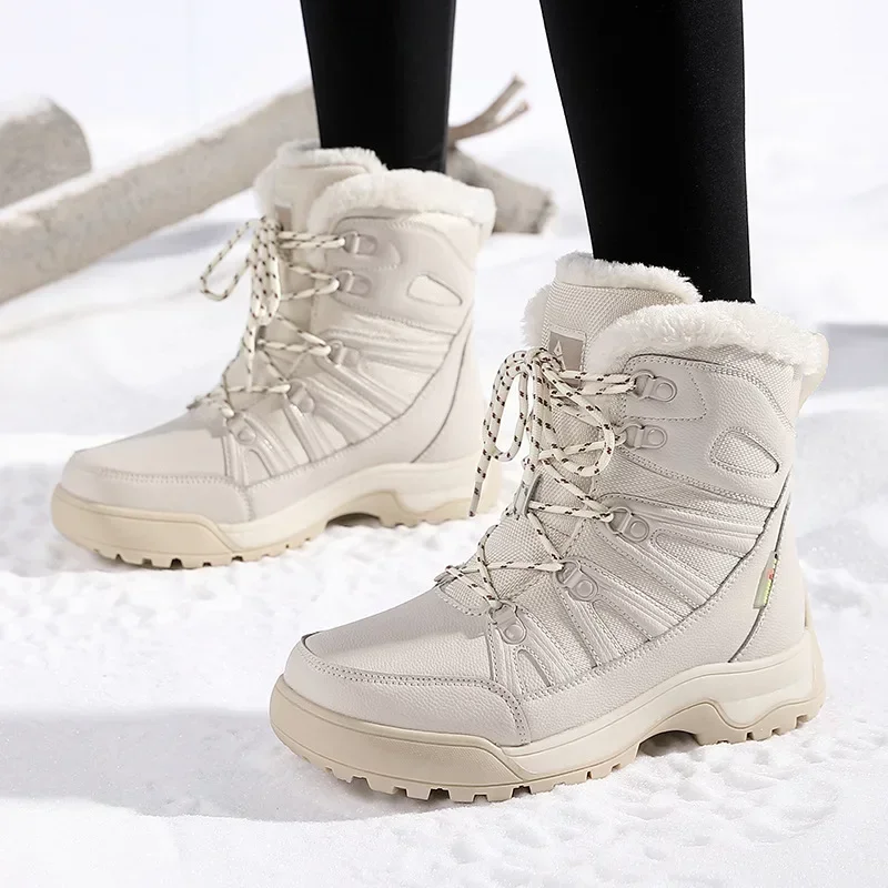 Winter Women's Snow Boots Plush Warm Women's Cotton Shoes 2024 New Wear-resistant Windproof Non-slip Outdoor Women Sports Boots