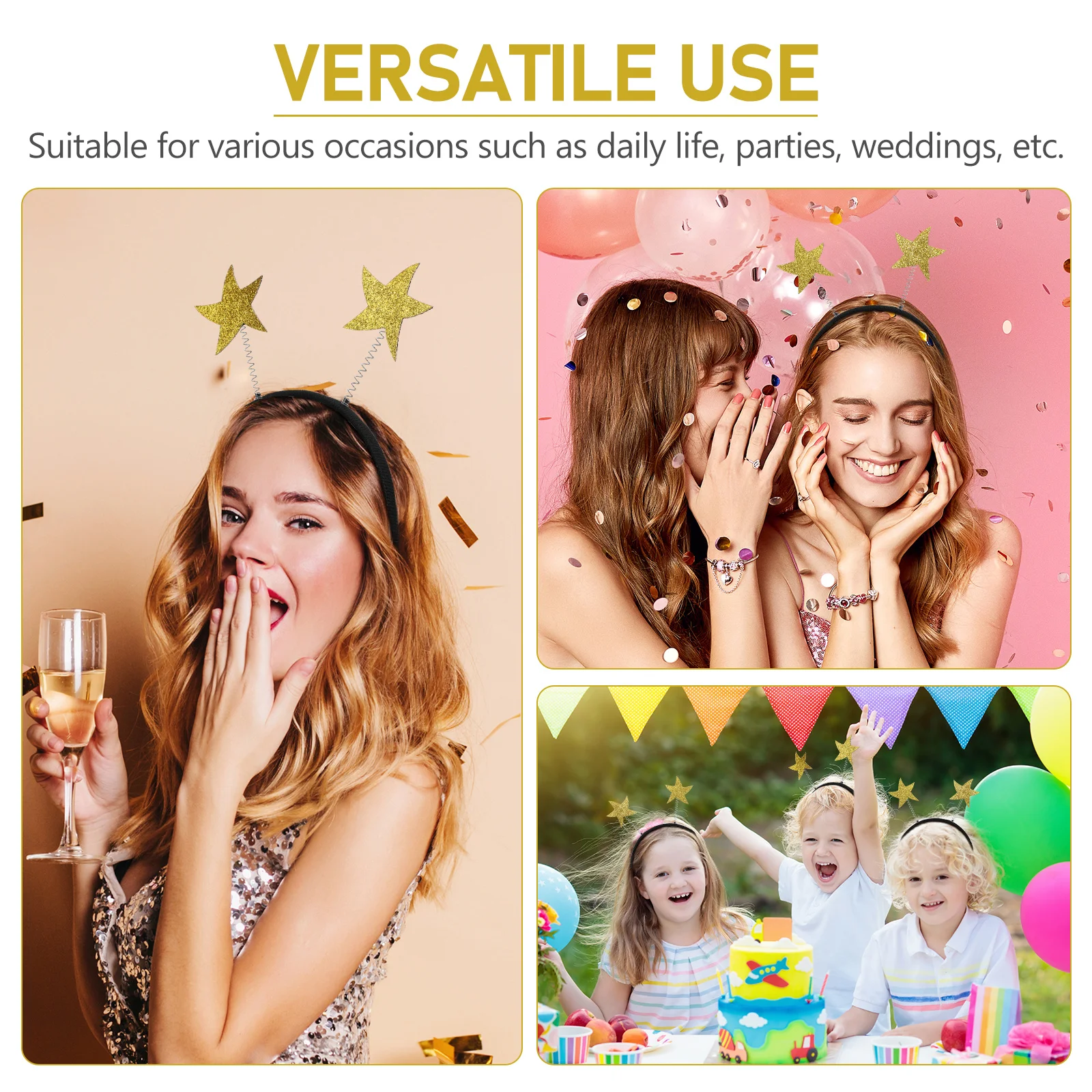 3 stks Glitter Hoofdtooi Lichtgewicht Haarhoepels Voor Feest Verjaardag Foto Props Haaraccessoires Feestartikelen