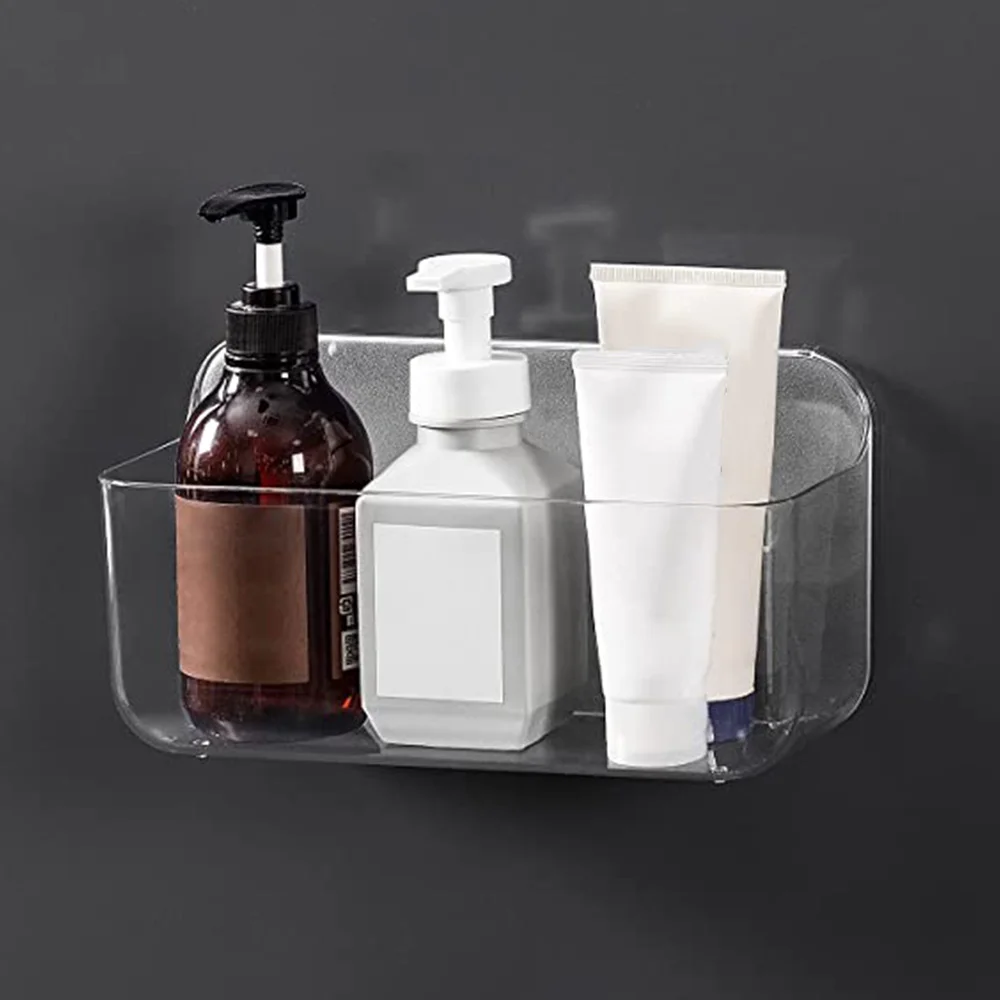 ABHU Paquete de 3 soportes de ducha, jabonera y soporte para cepillos de dientes, almacenamiento de ducha de plástico montado en la pared para baño y cocina