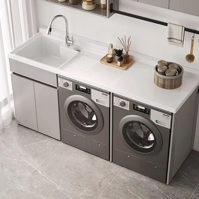 LH washing machine dryer combined cabinet side by side integrated balcony laundry pool