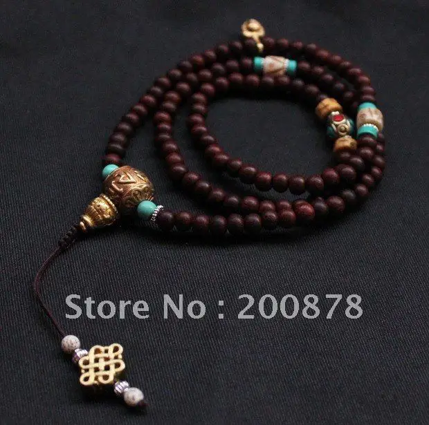 

8mm Red Sandalwood Prayer Mala Necklace Tibetan Taste Rosary Bracelet BRO687