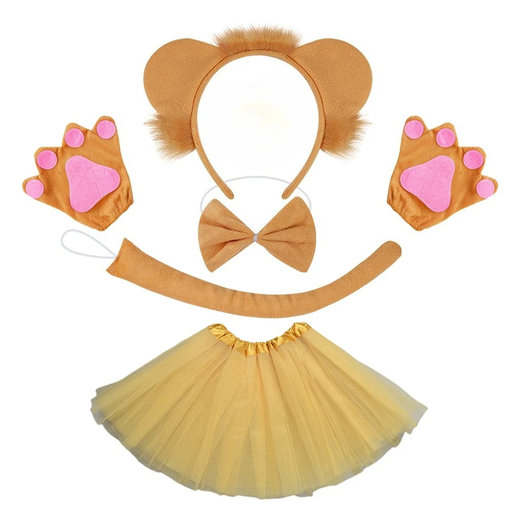 

Комплект костюма на Хэллоуин с ушками животных, повязка на голову, хвост, галстук-бабочка, юбка-пачка для детей, девочек, детское новогоднее рождественское платье