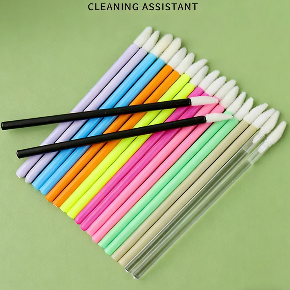 50개 일회용 립 브러쉬 휴대용 속눈썹 연장 마스카라 어플리케이터 립 글로스 립스틱 사선형 브러쉬 화장 도구