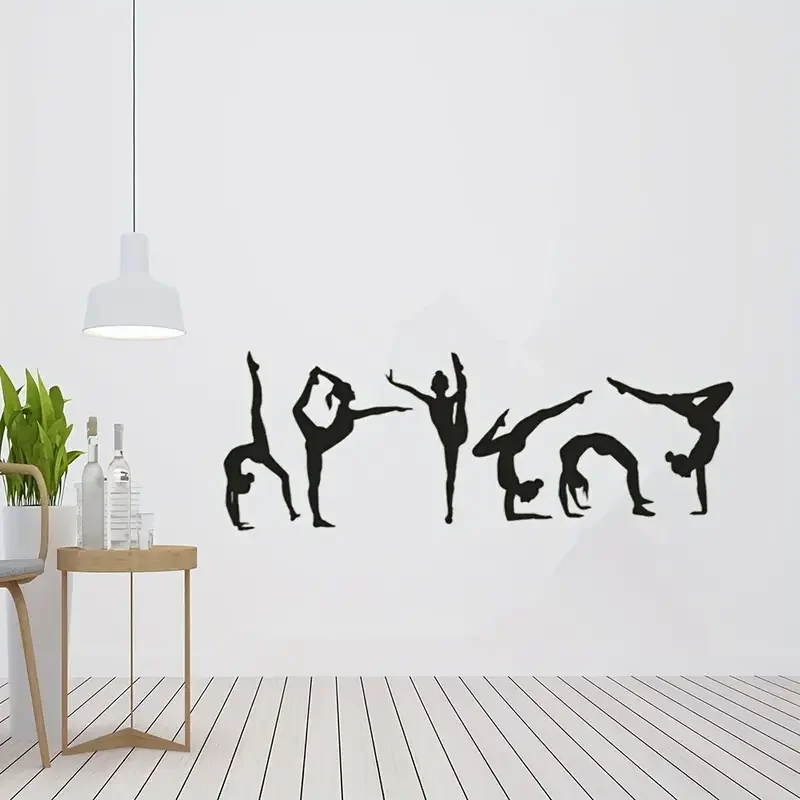 1 Set Six Dance Girls Gymnastics Wall Sticker, Sport Vinyl Art Wall Mural, Sticker For Home Decoration, Wall Papers Decor