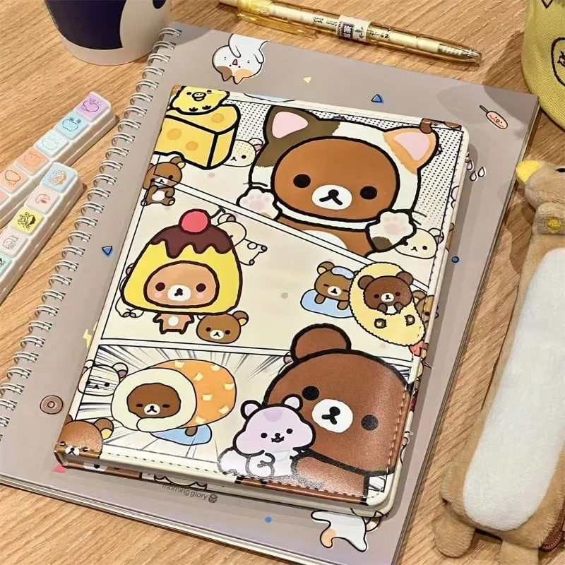 Rilakkuma Good-looking Leather A5 Notebook for Students Anime Kawaii Notebooks Fashion Colorful Inner Page Diary School Supplies
