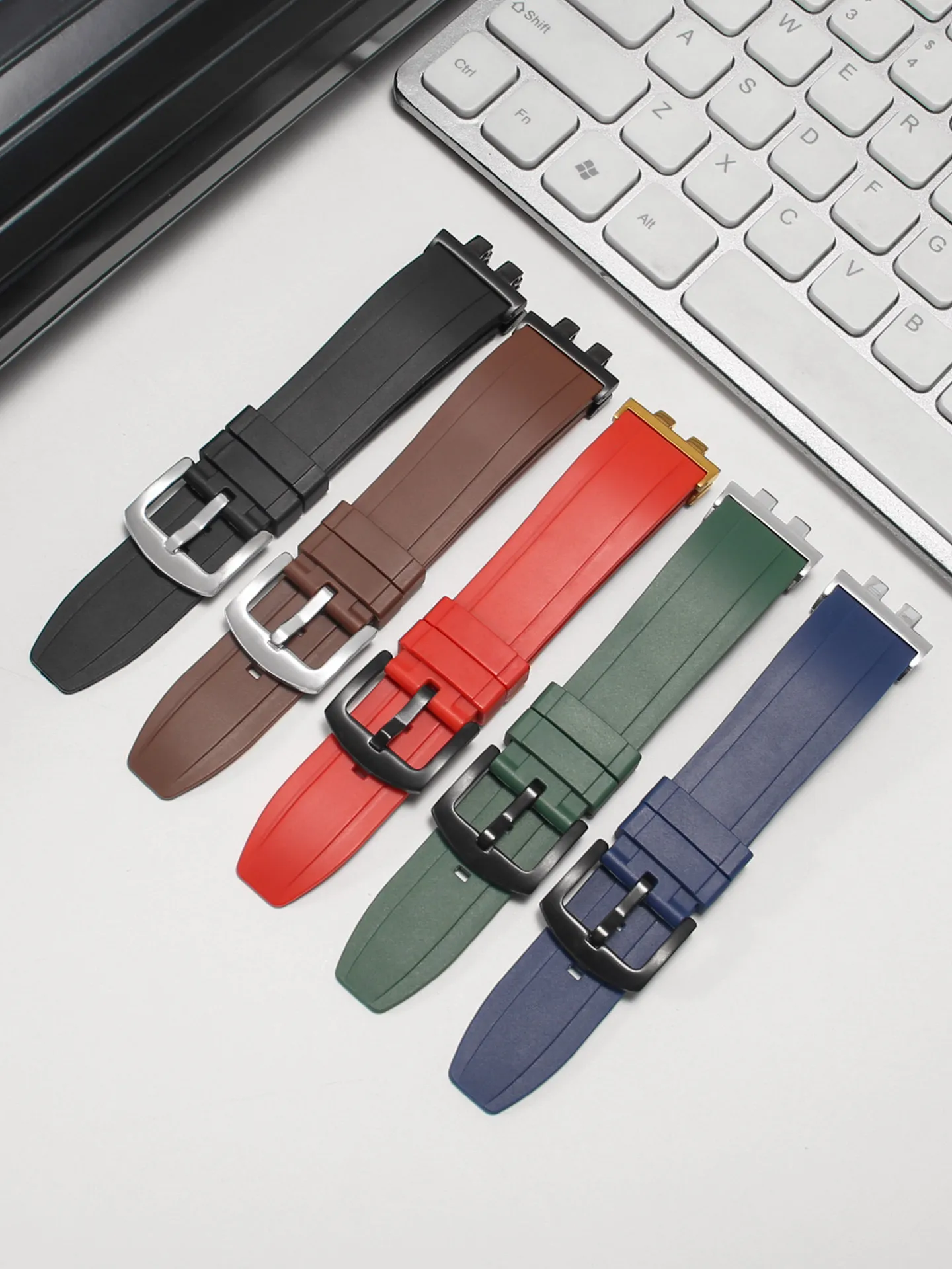 For Casio Metal Octagonal GM-B2100 Series Waterproof and Sweatproof Retrofit Black-orange Silicone Watch Strap Accessories