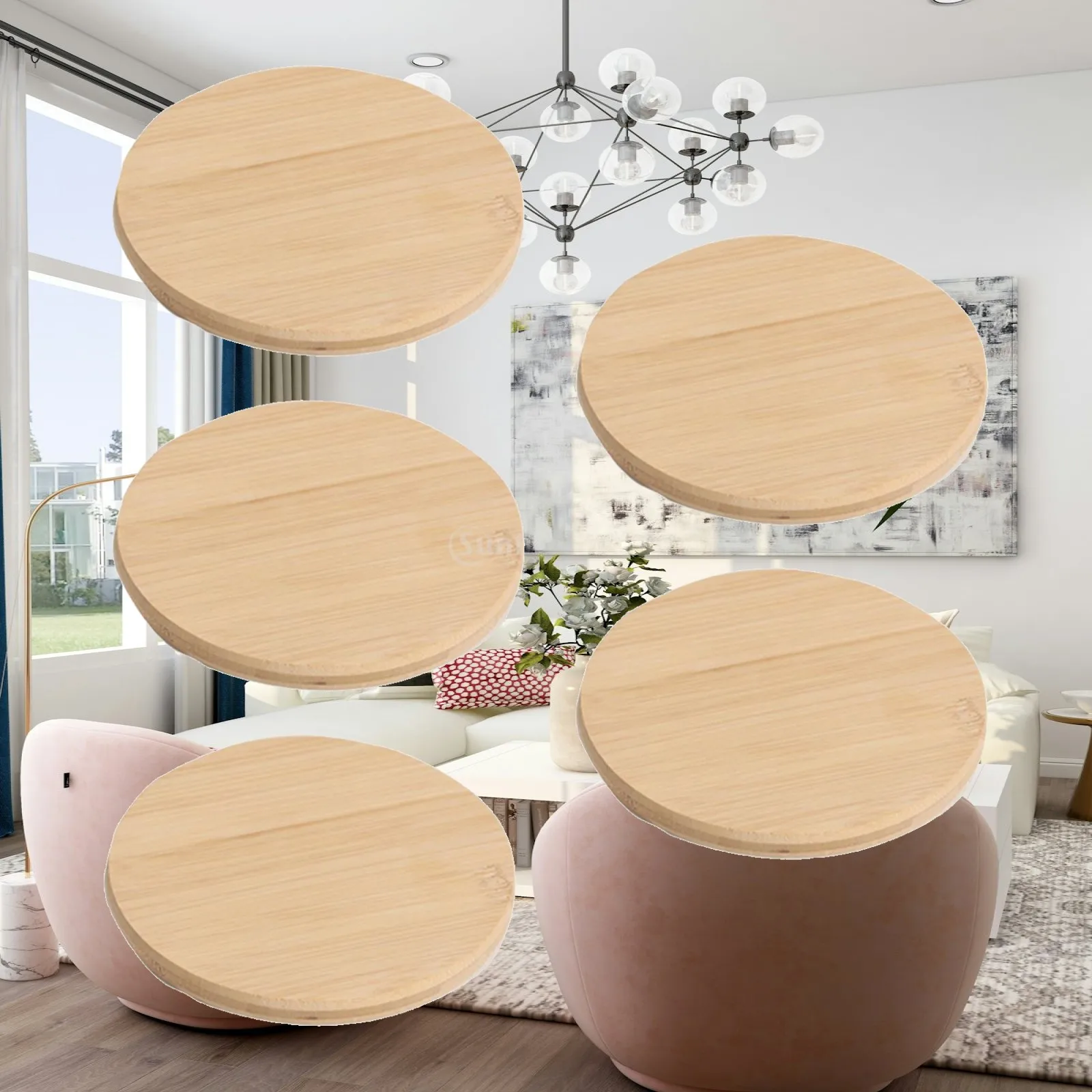 5 Pieces Rustic Wooden Coaster, Tabletop Protection Insulation Pad Kitchen