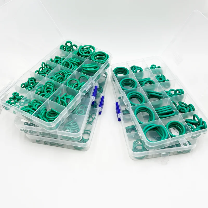 FKM O Ring Kit Sealing Gasket Green Fluorine Rubber O-Ring Insulation Corrosion Resistant Heat Faucet Plumbing Automotive Gasket