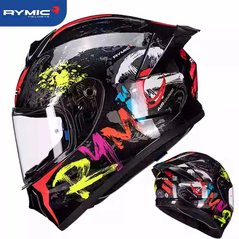RYMIC Motorcycle Helmet Men's and Women's Full Helmets Four-season Machine Racing Car Big Tail Reserved Bluetooth Slot 범블비헬맷
