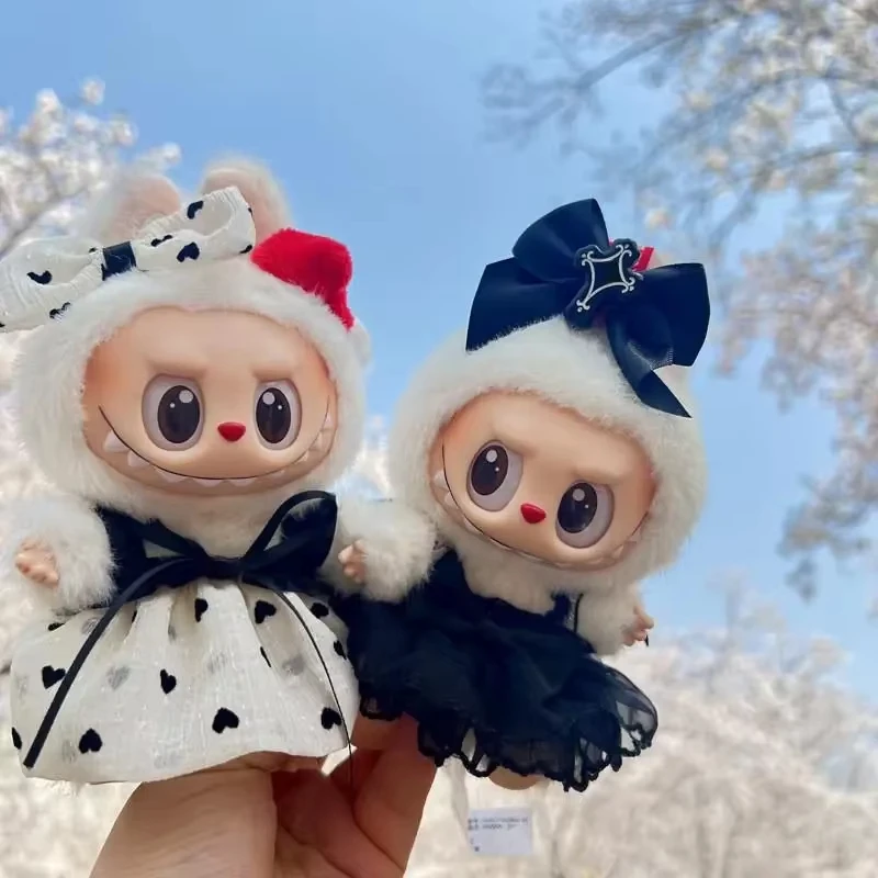 Doll Clothes For Labubu Clothing Princess Cute Heart Dress Gauze Skirt Headwear 2PCS/Pack Plush Cotton Doll Dress Up Accessory