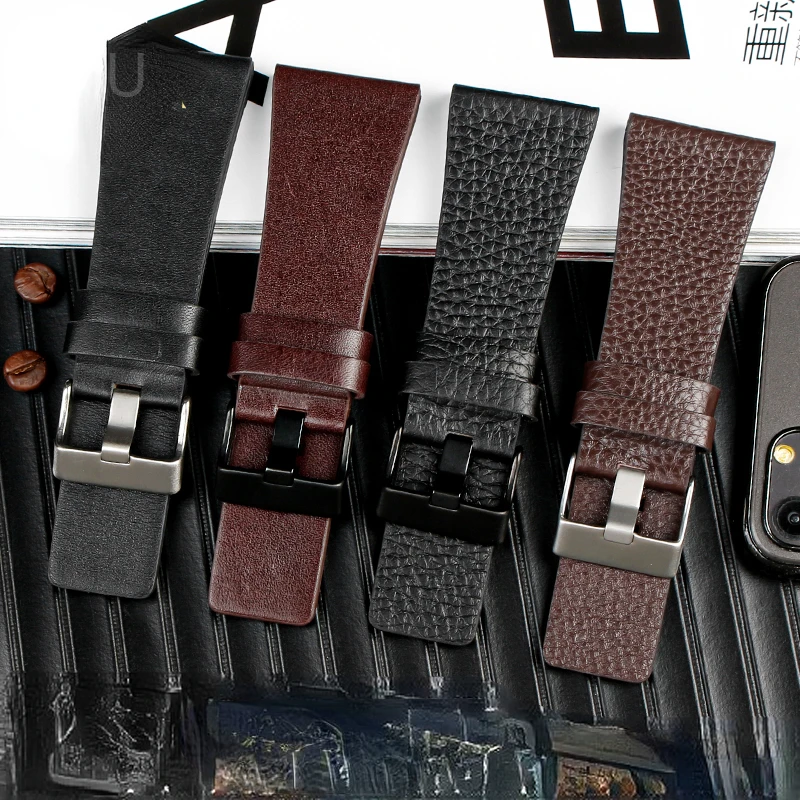 High-end Genuine Leather Watchband for Diesel Watch Friday Series Dz4323 Dz4318 Dz4329 Cowhide Waterproof Strap 24 26 28 30 32mm