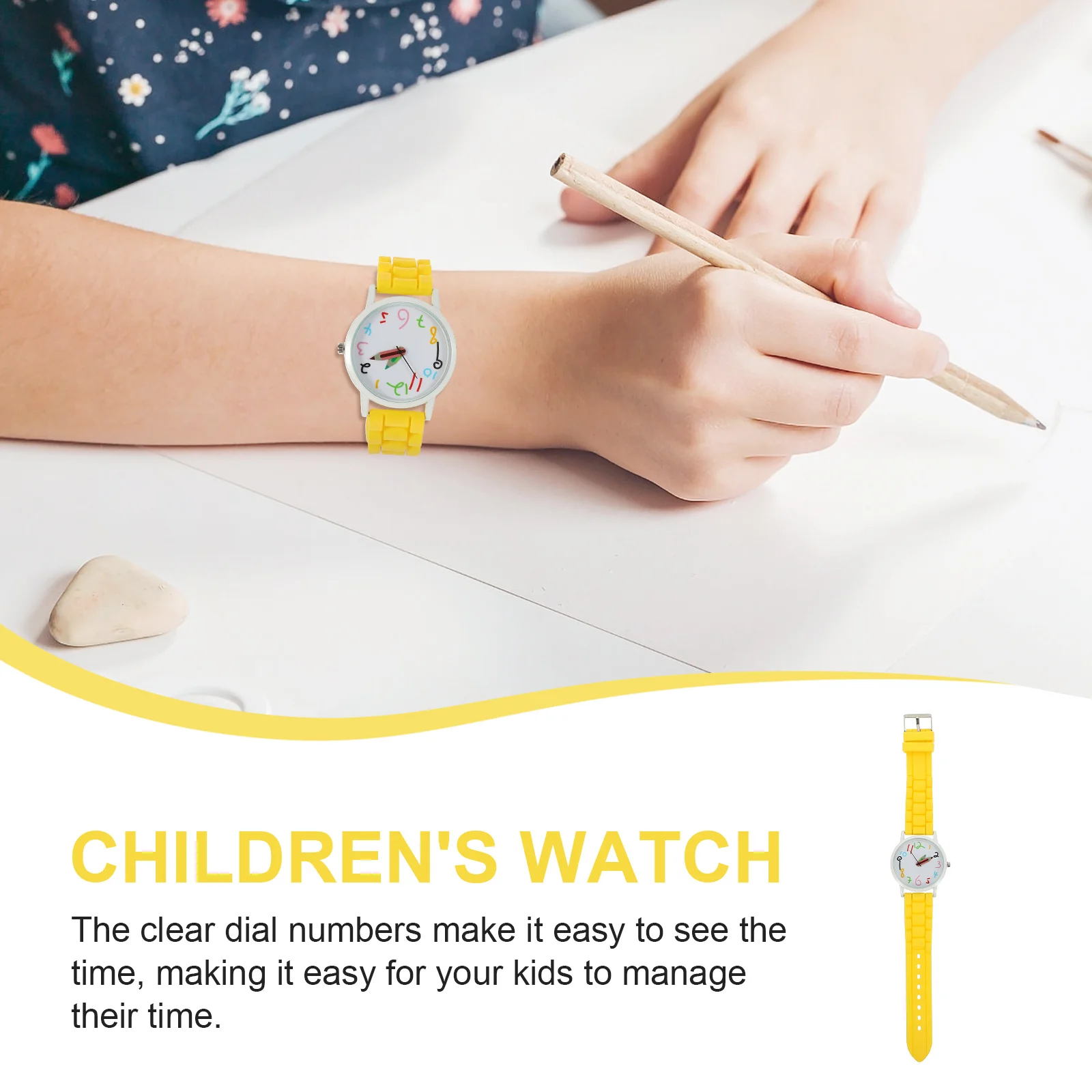 

Watches for Student Wrist Decor Decorative Students Casual Number Adjustable Belt Yellow with Strap