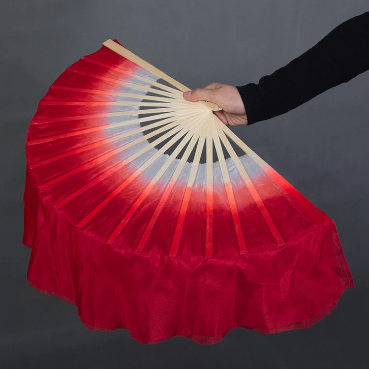 100% Silk Veil Pairs Adults Children Bellydance Costume Accessory Gradient Circle Fan Chinese Folk  Dancers Prop 8in