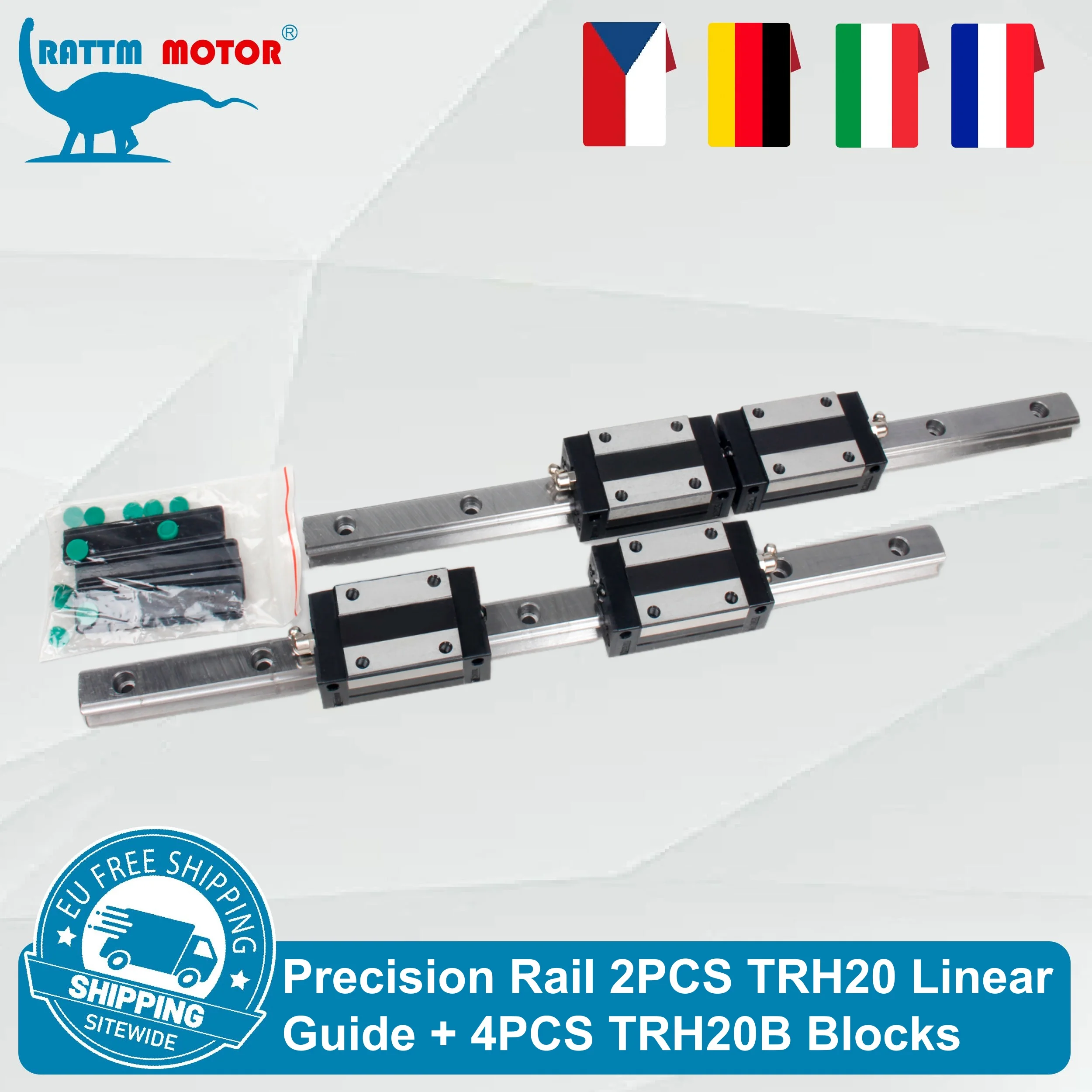 【ضريبة القيمة المضافة المجانية في الاتحاد الأوروبي】السكك الحديدية الدقيقة 2 قطعة دليل خطي TRH20 + 4 قطعة كتل TRH20B L 500 مم 800 مم 1000 مم لآلة نقش جهاز التوجيه باستخدام الحاسب الآلي