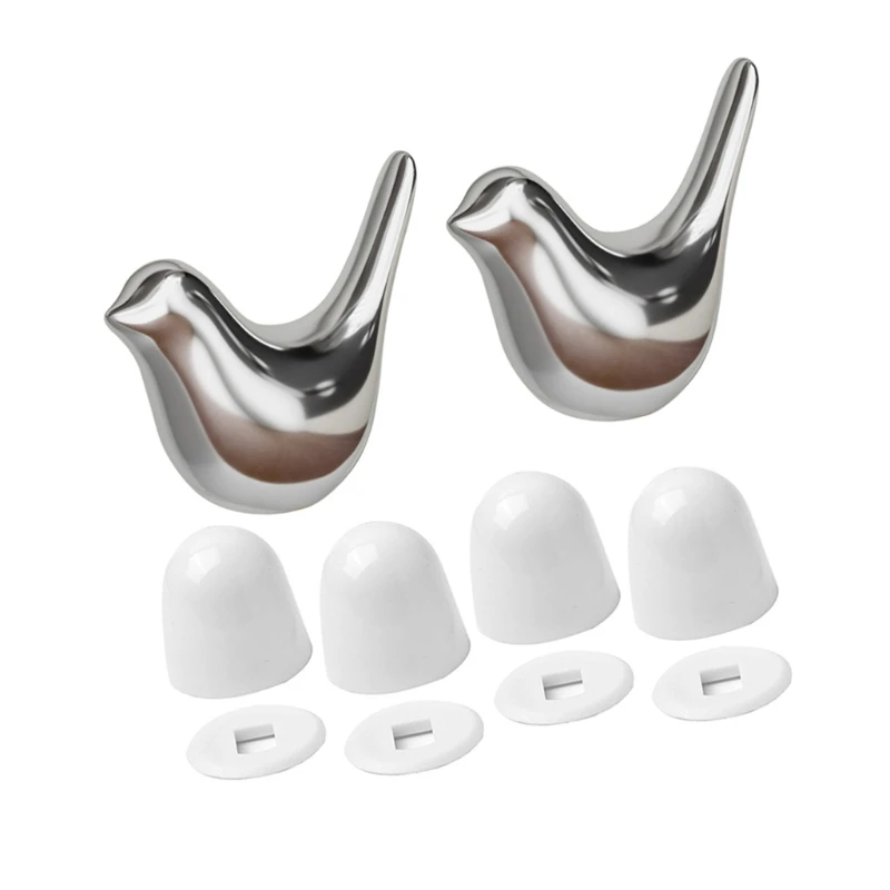 

D0UC Ceramic Bird Shaped Motorhome Toilet Bolt Covers Gold Finish ABS Material Bathroom Accessories Hide Unsightly Bolts Easy On