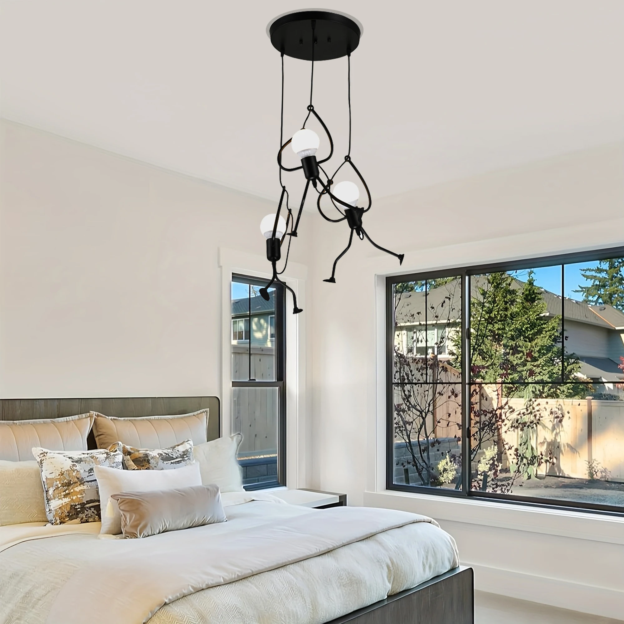 Modern minimalist human figure E27 pendant light for living room, bedroom, dining room, bathroom, and staircase.