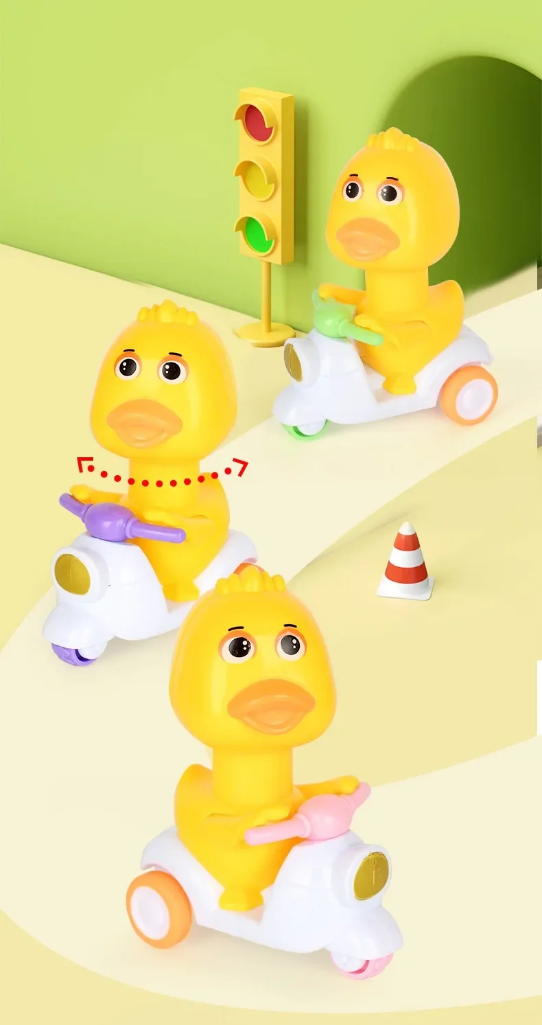 Jouet de canard jaune à inertie pour enfants, voiture à presser, rotation à 360 degrés, voiture à remonter, jouets d'apprentissage précoce, cadeau d'anniversaire pour bébé