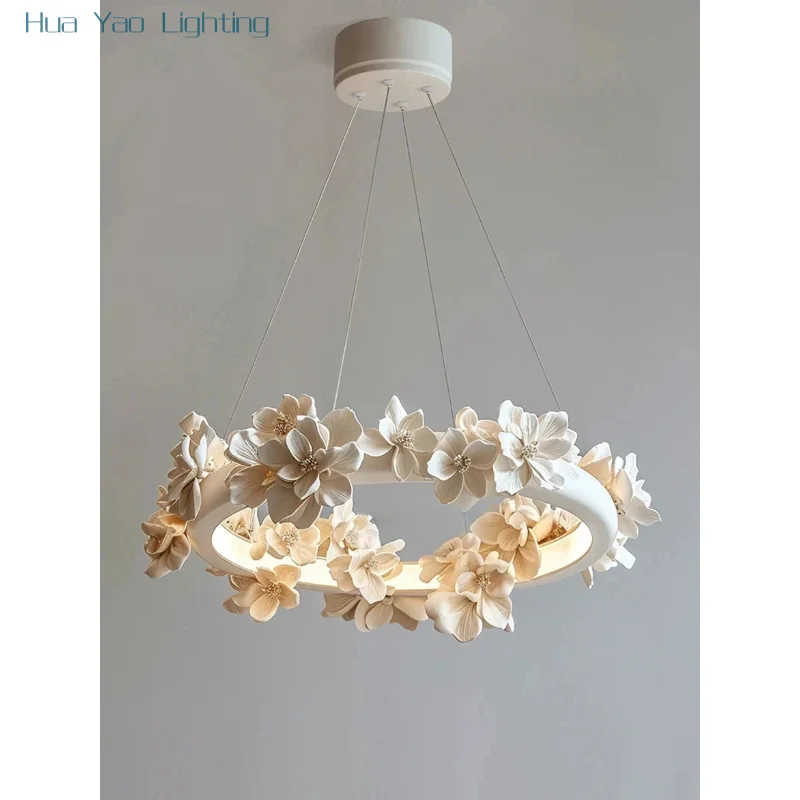 French retro chandelier premium cream wind restaurant flower chandelier living room carving art