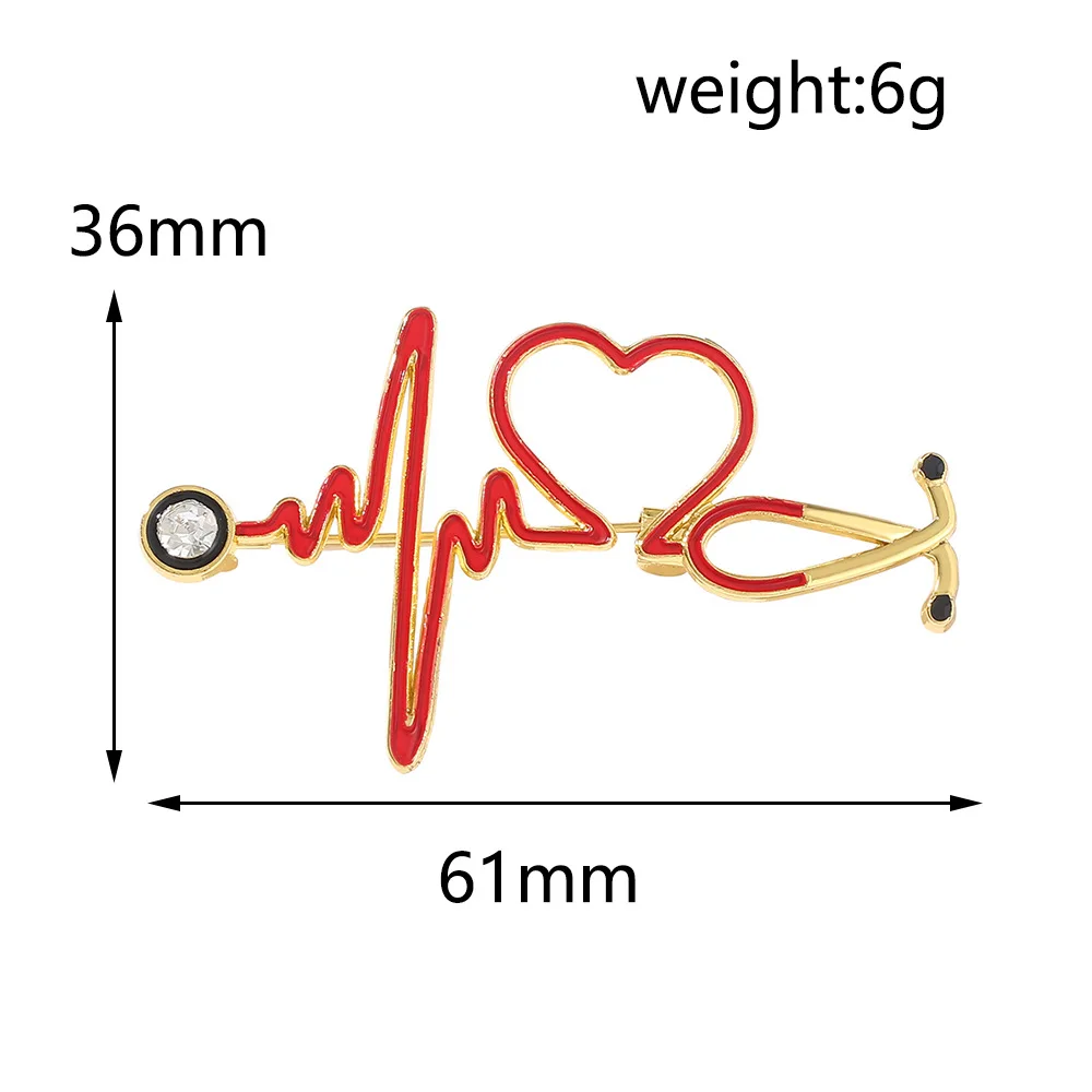 Medical Brooch Exquisite Stethoscope Electrocardiogram Male and Female Doctor Nurse Shape Metal Badge Small Gift Wholesale Pin view 6