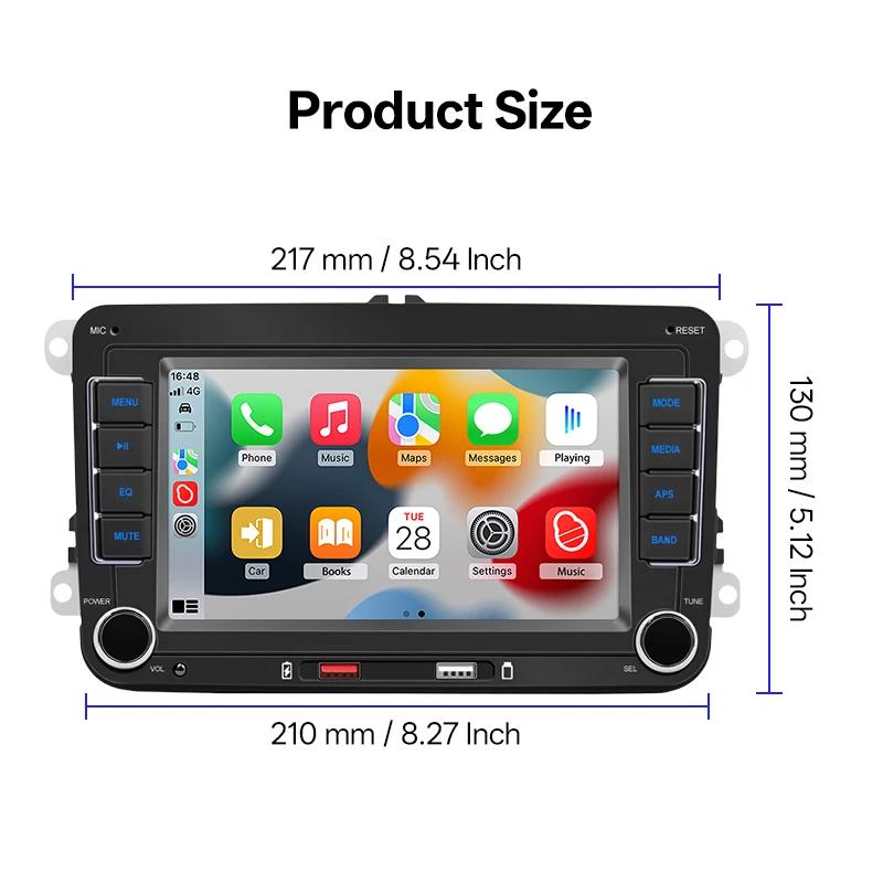 Hippcron 7 "راديو السيارة اللاسلكي Carplay أندرويد السيارات 2din MP5 مشغل وسائط متعددة لفولكس واجن سيات سكودا باسات جولف بولو