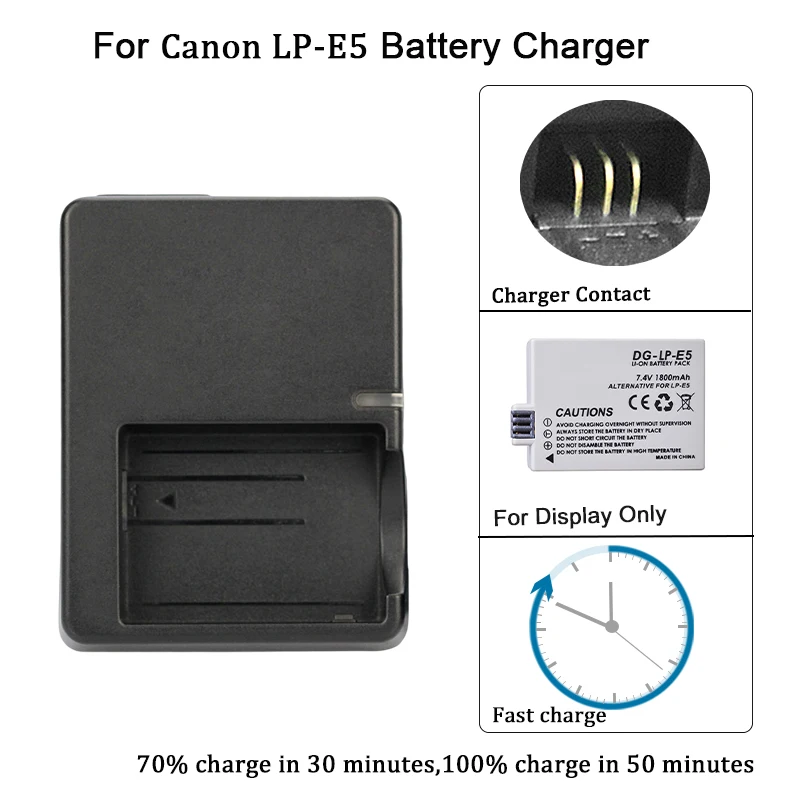 LC-E5 E5C E5E Battery Charger For Canon LP-E5 EOS1000D,450D,500D, Kiss F, Kiss X2, Kiss X3, Rebel T1i, Rebel XS,Rebel XSi Camera