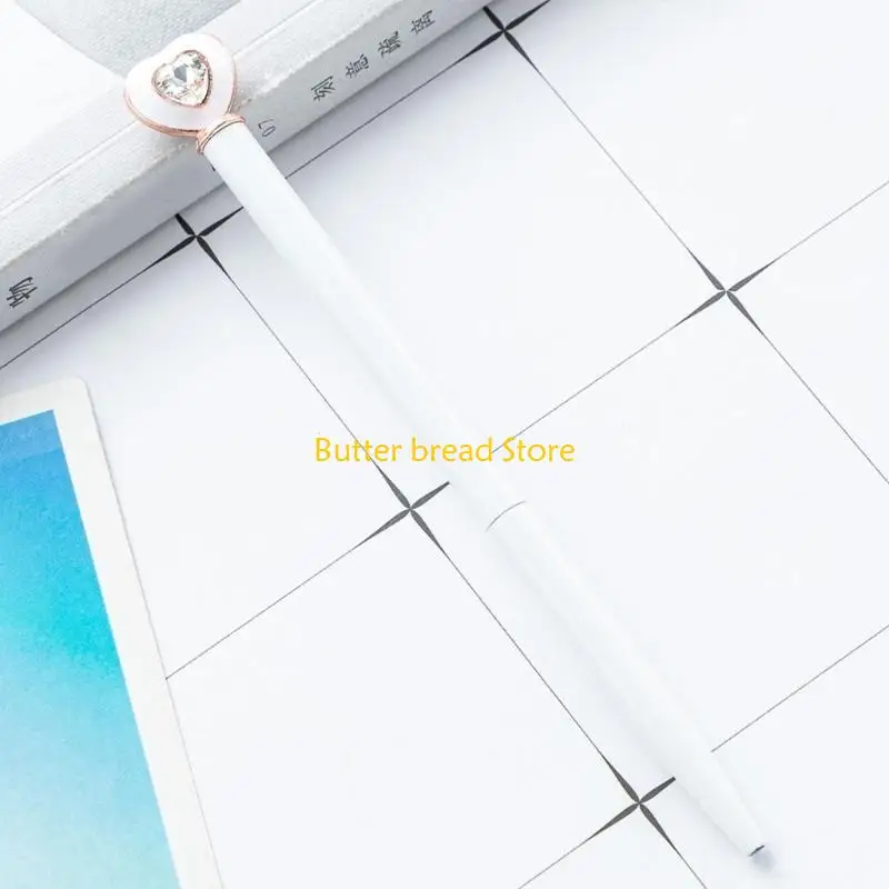 

W89C 6Pcs Heart Ballpoint Pen Twist to Open/Close, Signing Pen Guest Sign In Pen Crystal Diamond Pen for Office School