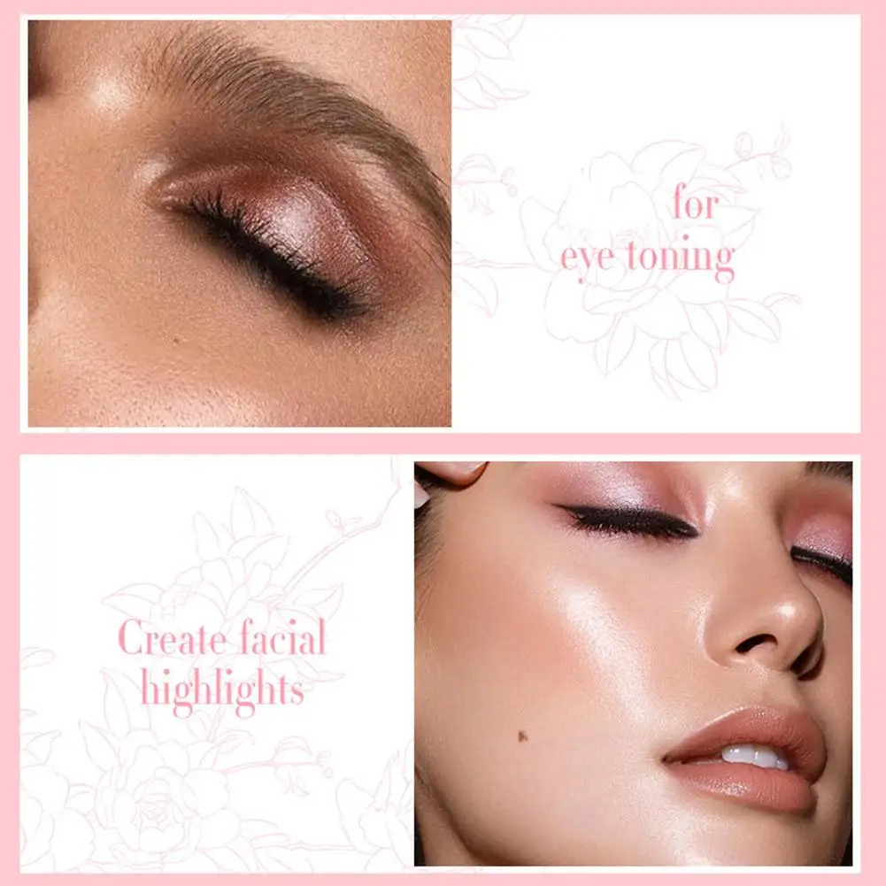 Carving Roses Highlighter Palette Pearl Shimmer Shades for Women Girls Face Highlighter Makeup Luxurious Facial Contour Powder