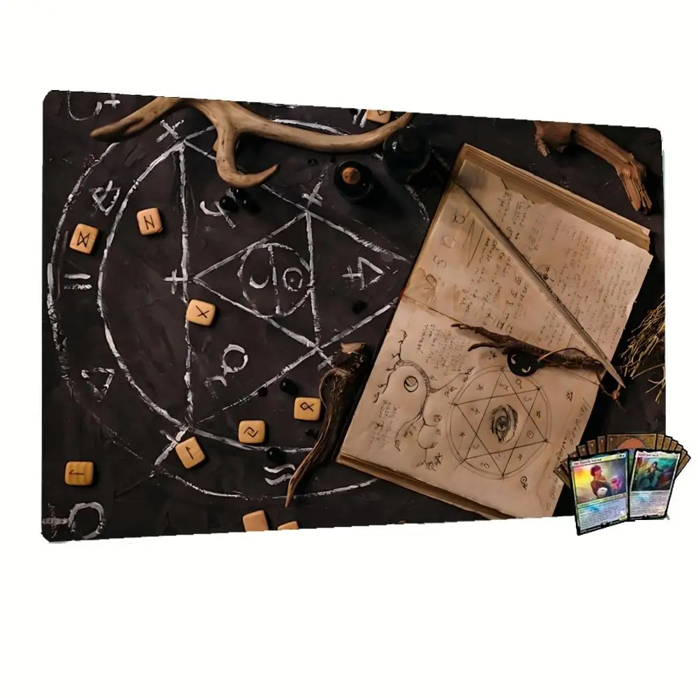 Large Desk Mat, Retro Occult  Art Print Mousepad, Non‑Slip Waterproof Keyboard Mat for Card Play Game Home Office Table Decor