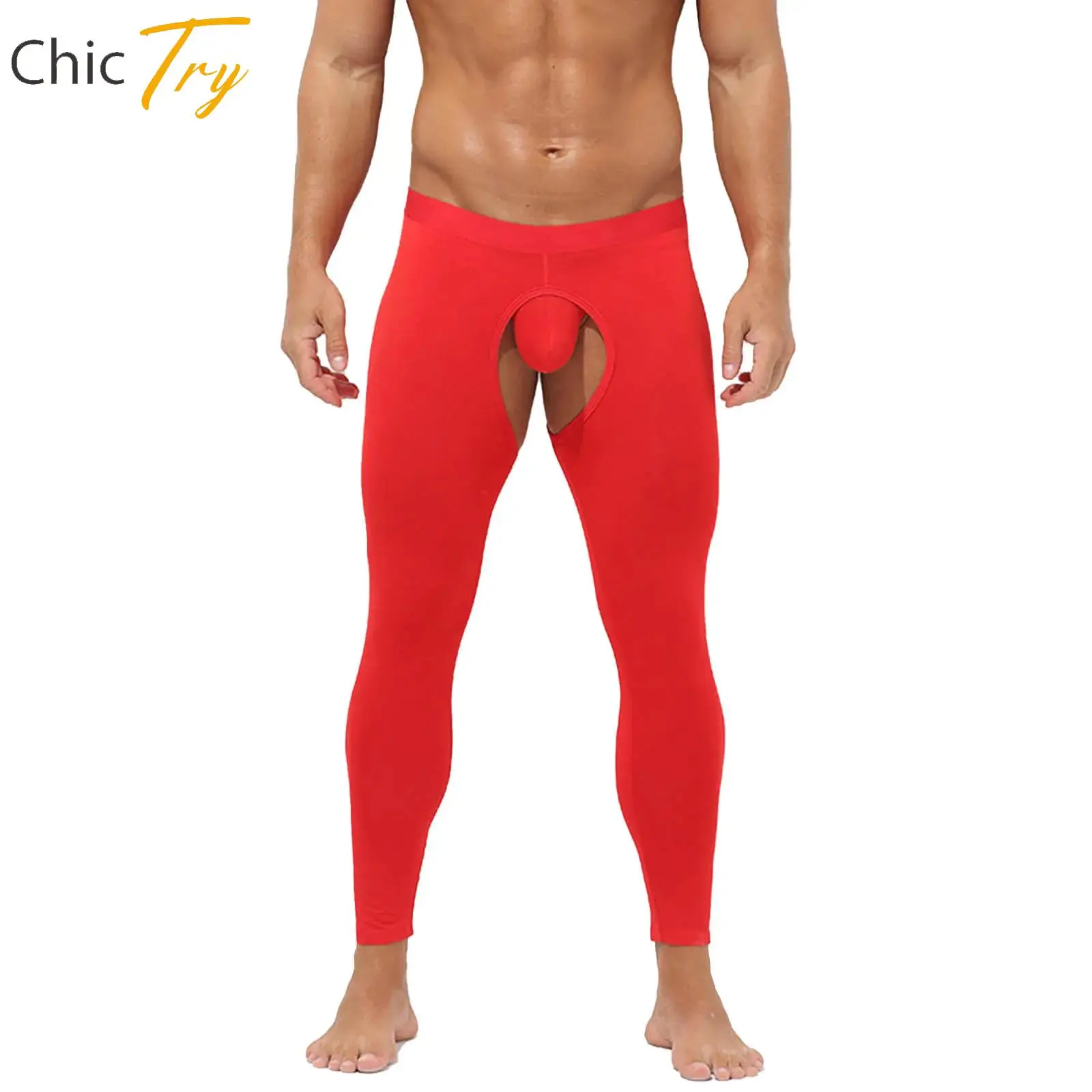 

Adults Mens Cutout Crotch Leggings Stretchy Athletic Pants Base Layer Sportswear for Boxing Running Cycling Gym Workout Fitness