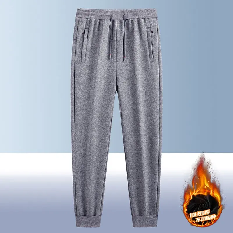 가을 겨울 신상 무지 두꺼운 따뜻한 레저 남성용 스웨트팬츠 루즈핏 스포츠 플러스 사이즈 고품질 바지